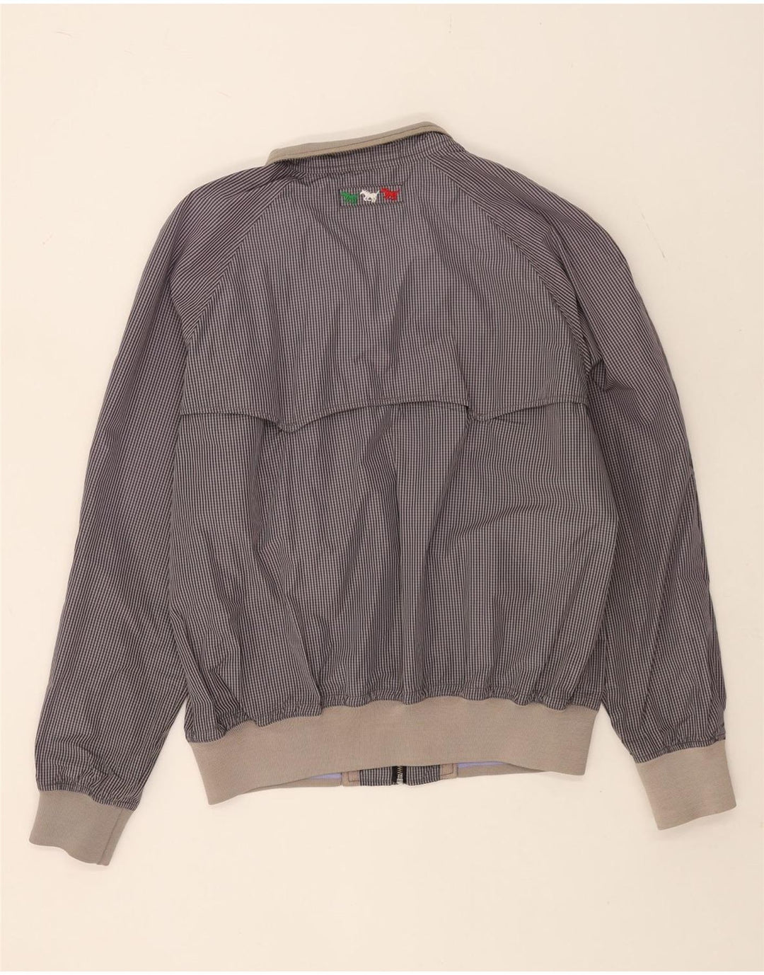 Benetton Cazadora Bomber para Hombre UK 44 2XL Algodón A Cuadros Azul Marino
