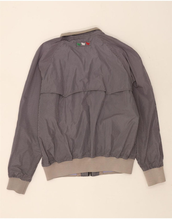 Benetton Cazadora Bomber para Hombre UK 44 2XL Algodón A Cuadros Azul Marino