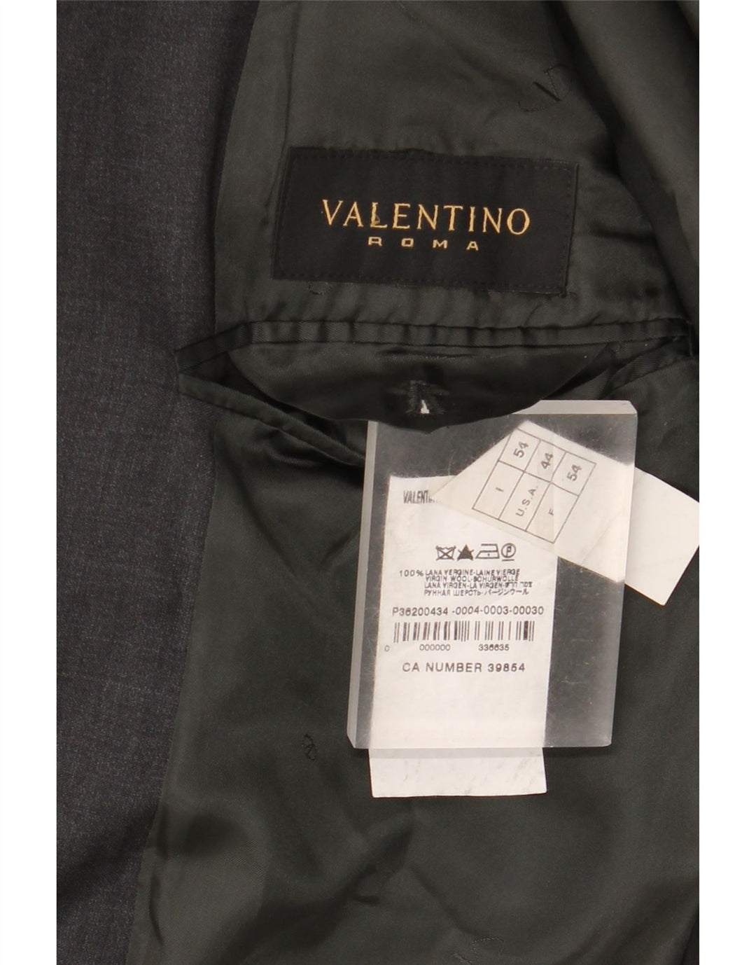 Valentino Chaqueta Blazer de 3 Botones para Hombre IT 54 2XL Gris Lana Nueva