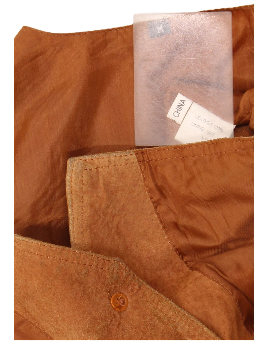 Vintage hombres ante chaleco cuero marrón medio