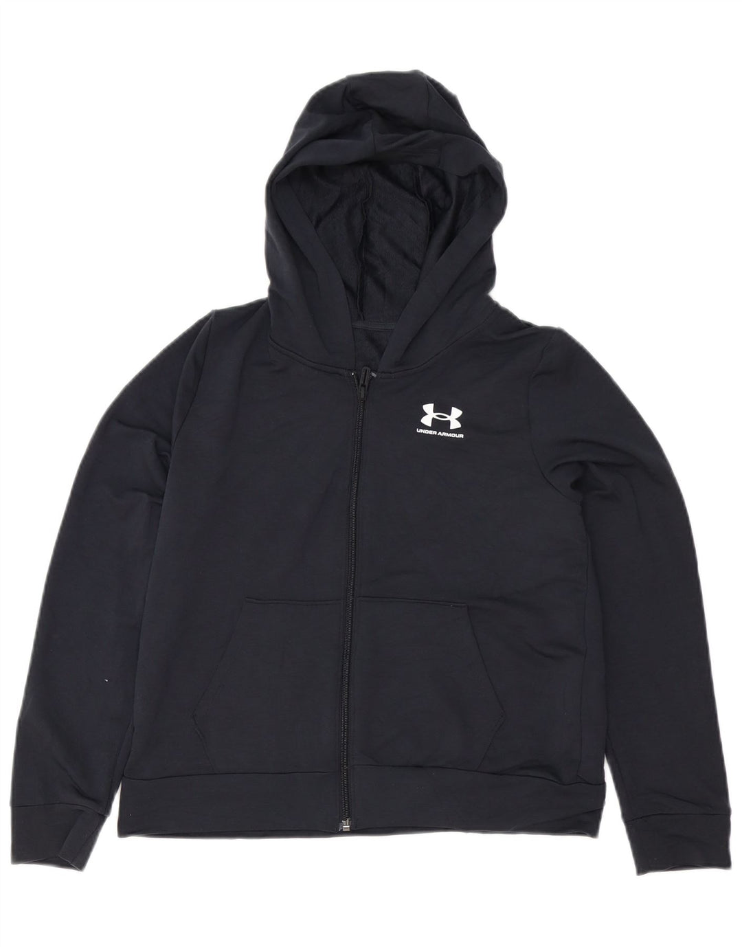 Under Armour Sudadera con capucha y cremallera para niños 11-12 años Grande Poliéster negro