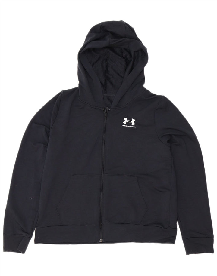 Under Armour Sudadera con capucha y cremallera para niños 11-12 años Grande Poliéster negro