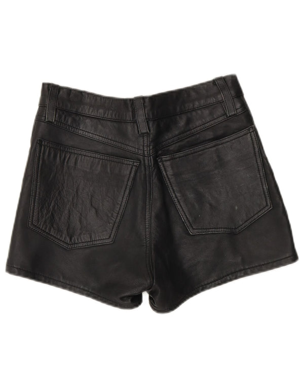 Vintage mujer cuero pantalones cortos W26 pequeño cuero negro