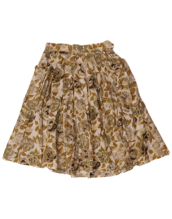 Benetton Falda Plisada De Talle Alto IT 42 Medium W26 Beige Floral