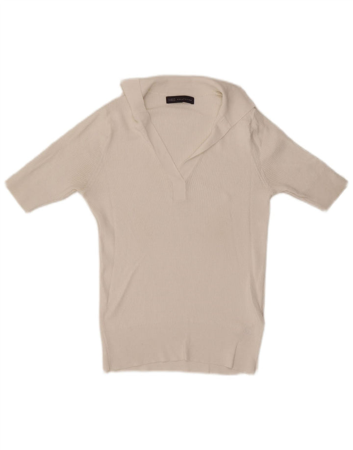 Marks & Spencer Polo para mujer UK 10 Small Viscosa blanca