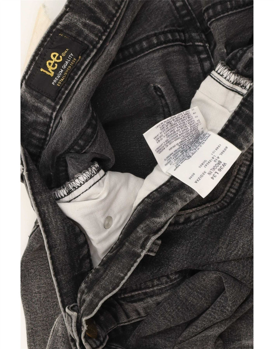 Lee Mens Brooklyn Denim Shorts W36 Grande Gris Algodón