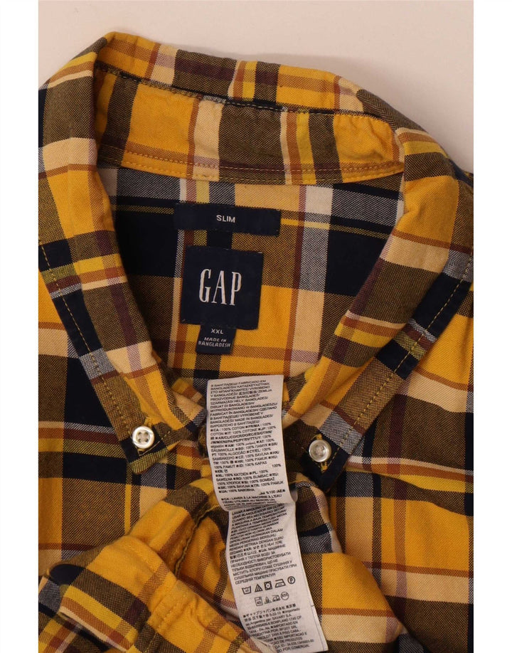 Camisa de franela delgada para hombre Gap 2XL Algodón a cuadros amarillos