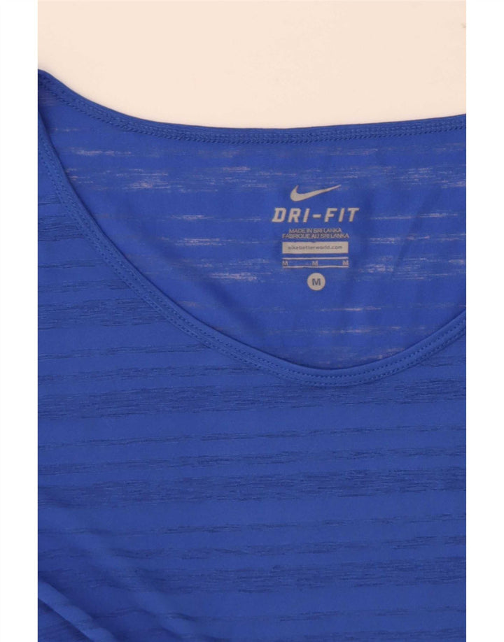 Nike - Camiseta Dri Fit para mujer, talla 40, color azul medio a rayas