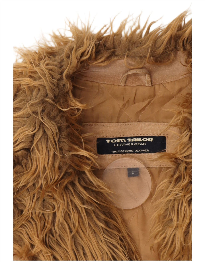 TOM TAILOR Chaqueta de ante para mujer UK 46 Cuero beige grande