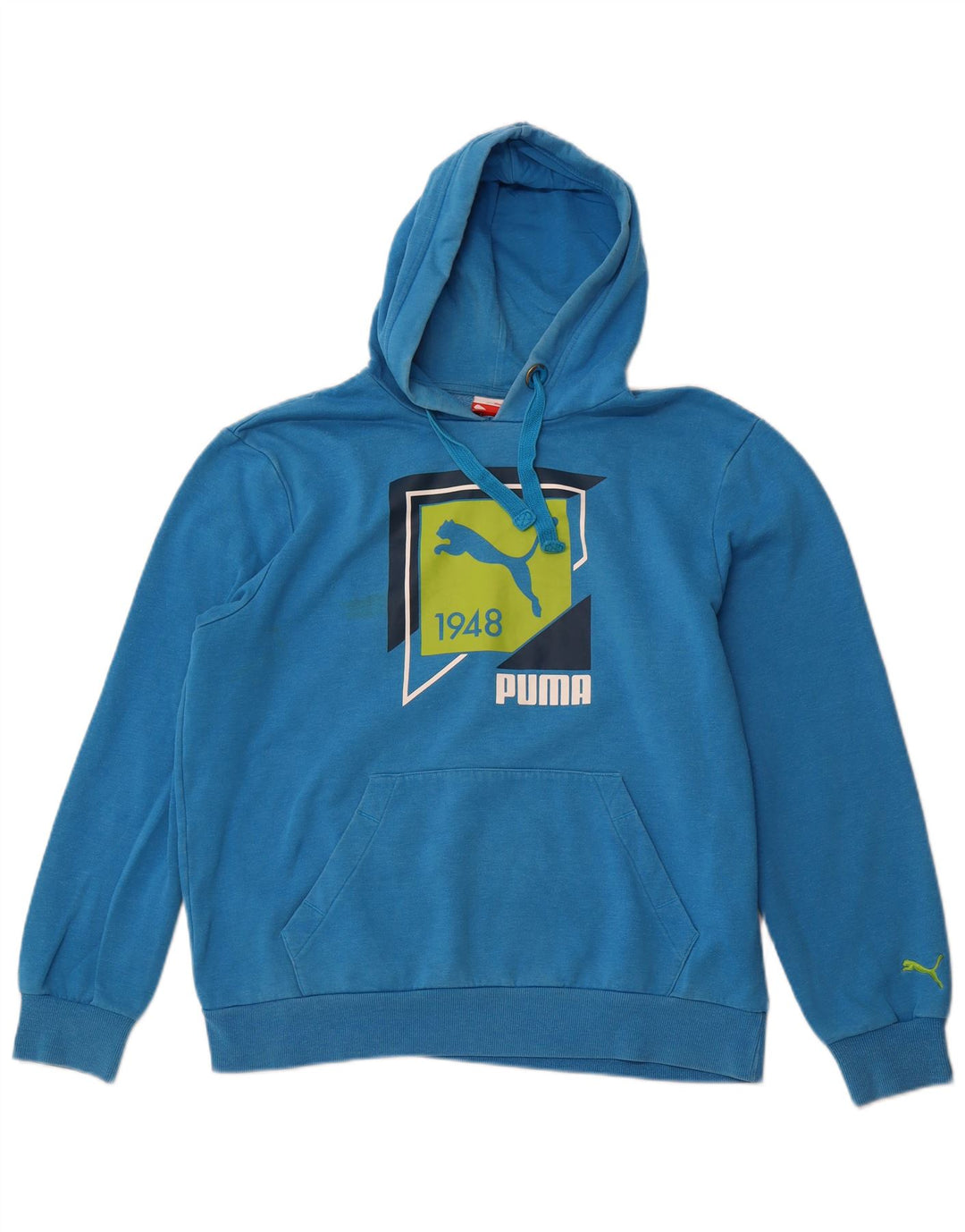 PUMA Jersey con capucha gráfica para hombre, talla grande, azul