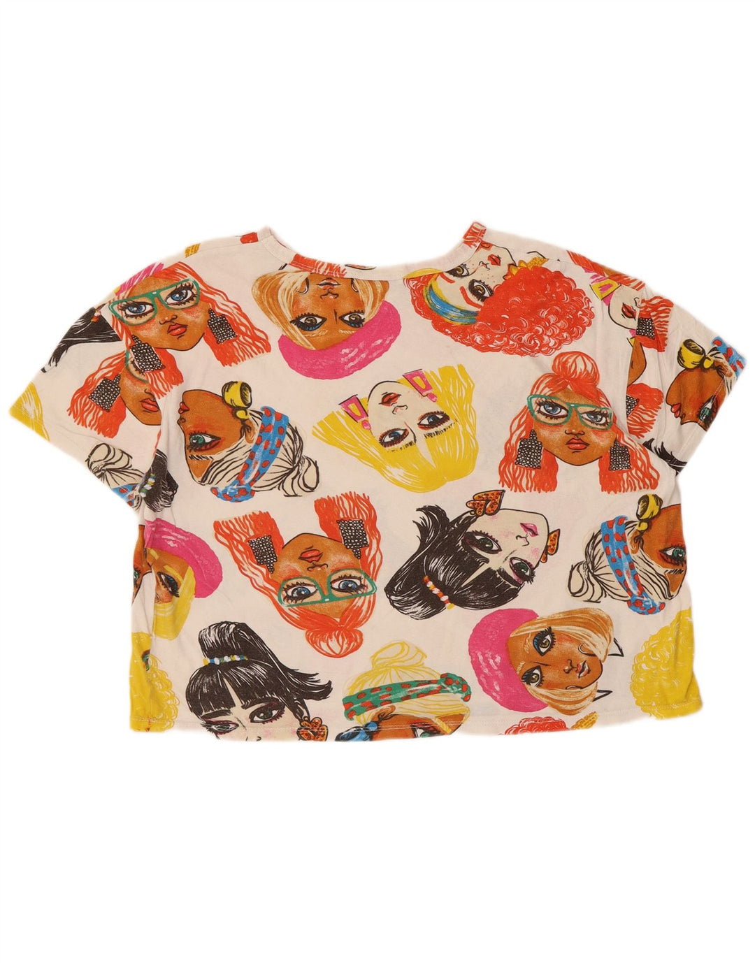 Zara Mujer Crop Graphic Camiseta Top UK 44 Mediano Multicolor