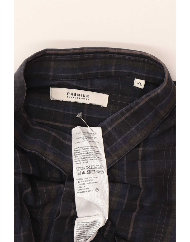 Camisa Jack & Jones Hombre XL Azul Marino Cuadros Algodón