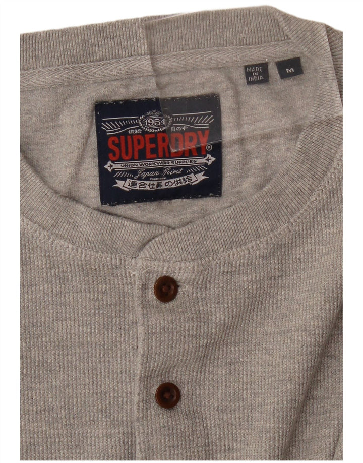 SUPERDRY Hombre Top Manga Larga Gris Medio