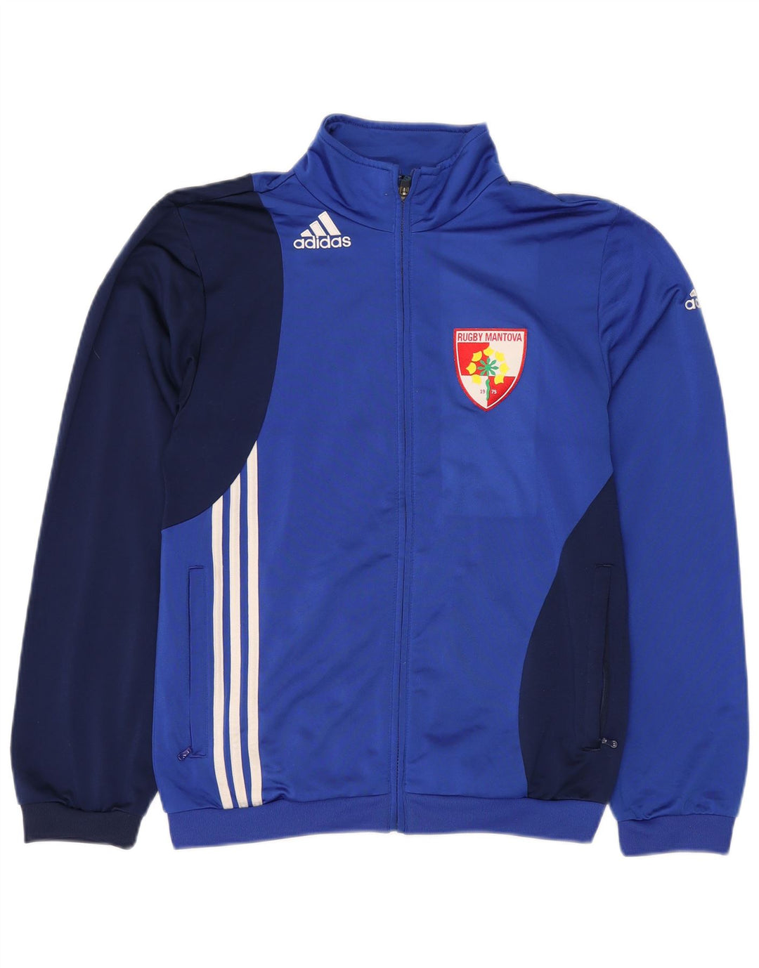 ADIDAS Chaqueta superior de chándal con gráfico para hombre Reino Unido 38/40 Bloque de color azul medio