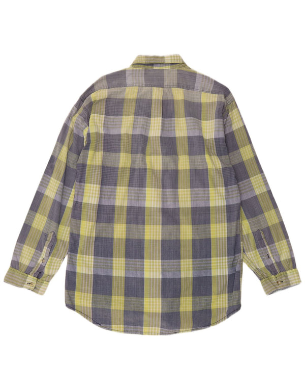 Camisa vintage para hombre con cuadros azules grandes