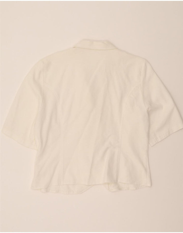 VINTAGE Womens Short Sleeve Blazer Jacket IT 42 Medium White Vintage Vintage and Second-Hand Vintage from Messina Hembry 