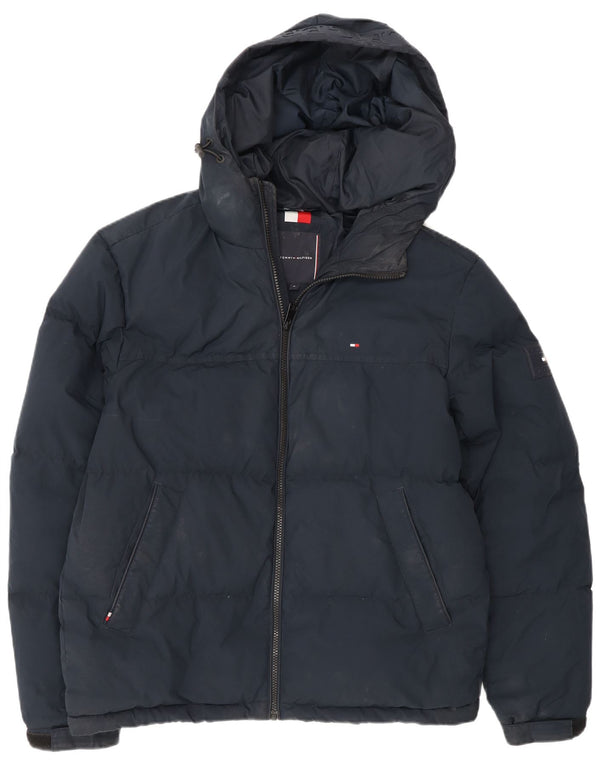 Tommy Hilfiger Chaqueta acolchada con capucha para hombre UK 38 Medium Azul marino Poliéster