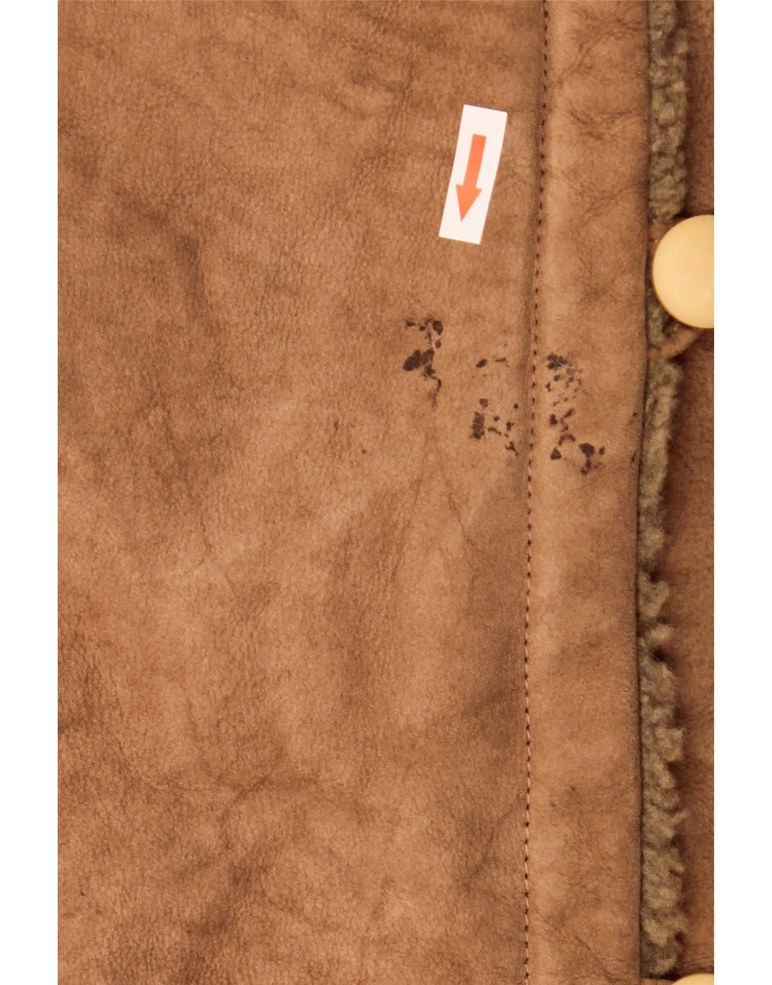 Vintage mujer shearling abrigo IT 44 cuero marrón medio