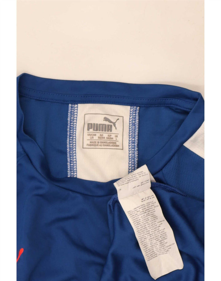 Puma Camiseta para hombre Top Large Azul Colorblock Poliéster