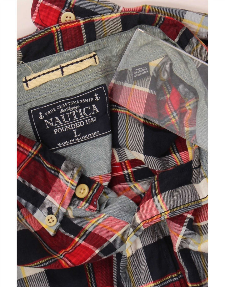 Nautica Camisa De Franela De Algodón A Cuadros Multicolores Grandes Hombre