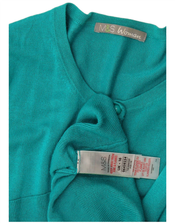 Marks & Spencer Suéter tipo cárdigan para mujer UK 46 Viscosa azul grande
