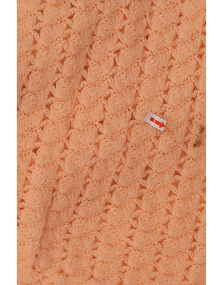 Vintage mujer crochet cardigan suéter Reino Unido 14 rosa medio