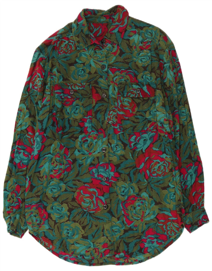 VINTAGE Vestido camisero holgado para mujer Reino Unido 14 Medio Multicolor Floral