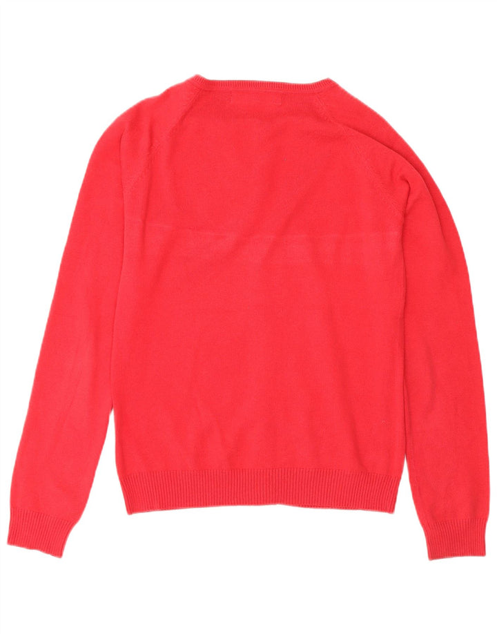 Zara Mujer Cárdigan Suéter UK 12 Mediano Rojo Algodón