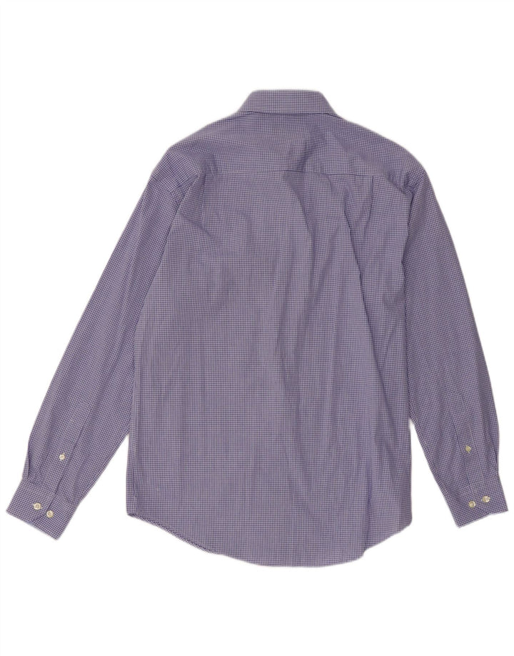 NAUTICA Camisa de corte clásico para hombre, talla 15, algodón a cuadros azul mediano
