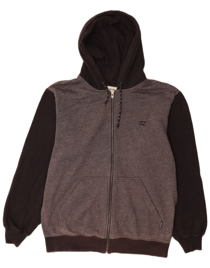 Billabong Hombres Zip Sudadera Con Capucha Suéter Grande Gris Algodón