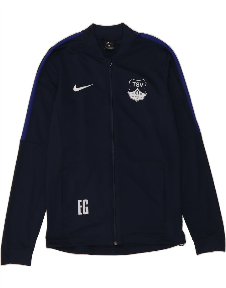 NIKE Mens Dri Fit Graphic Tracksuit Top Jacket Medium Navy Blue Polyester Vintage Nike and Second-Hand Nike from Messina Hembry 
