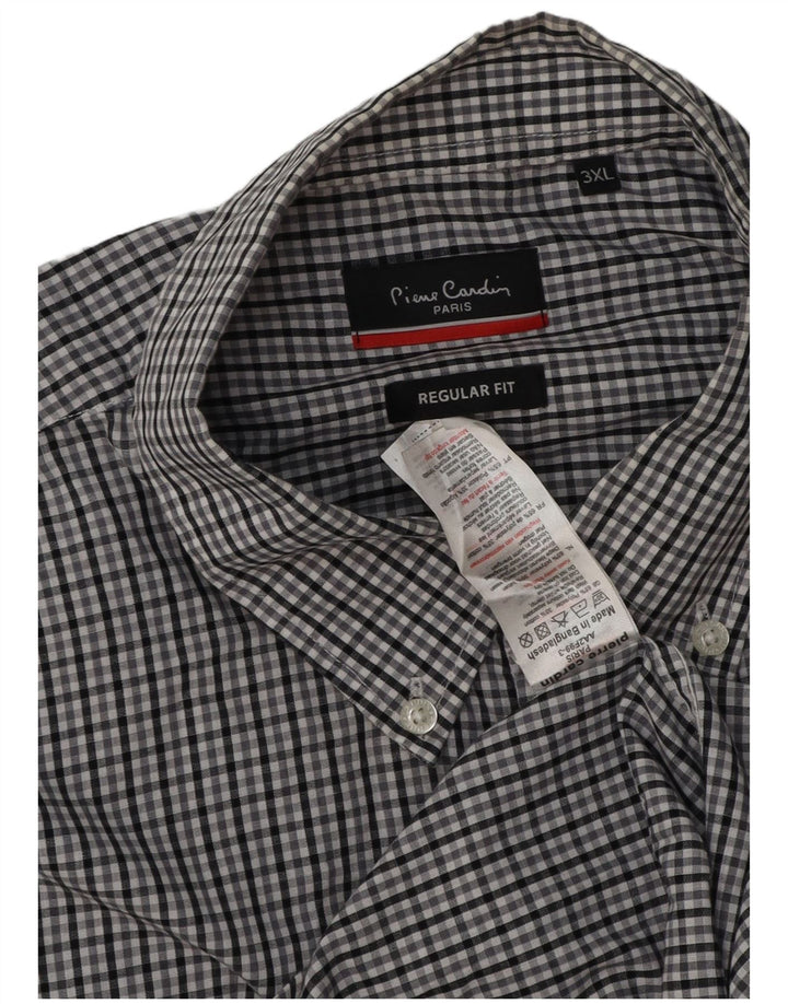 Pierre Cardin Camisa de corte regular para hombre 3XL Poliéster a cuadros gris