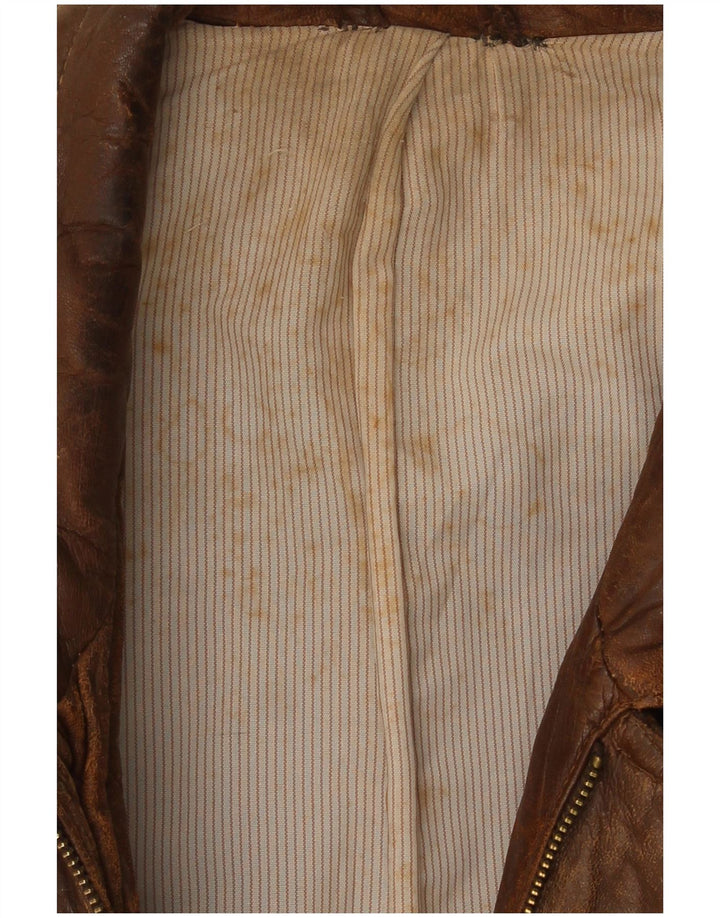 Vintage hombres chaqueta de cuero Reino Unido 40 marrón grande