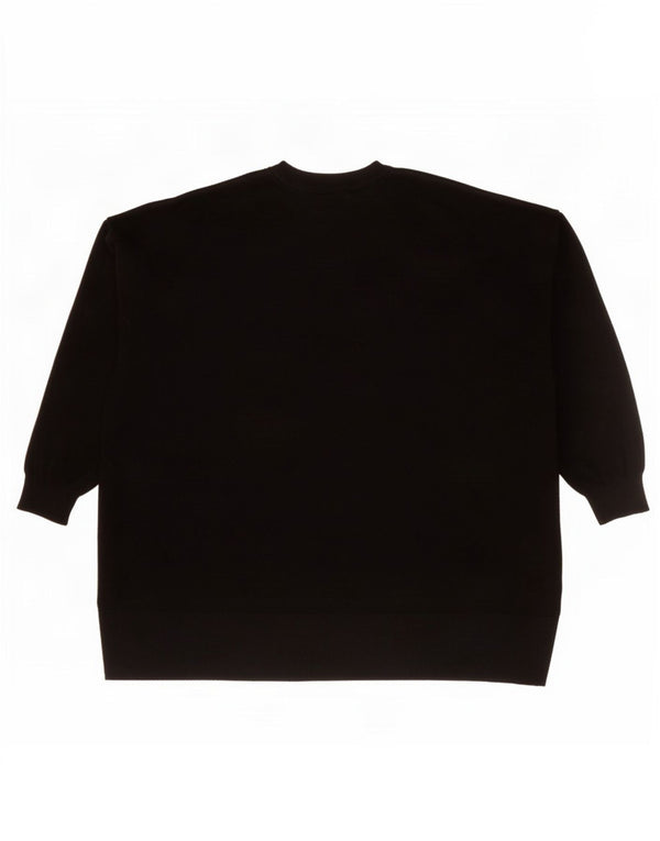 Zara Mujer Gráfico Oversize Cuello Redondo Jersey Suéter UK 10 Small Negro
