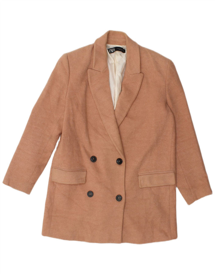 Zara Mujer Abrigo Extragrande De Doble Botonadura UK 6 XS Algodón Rosa