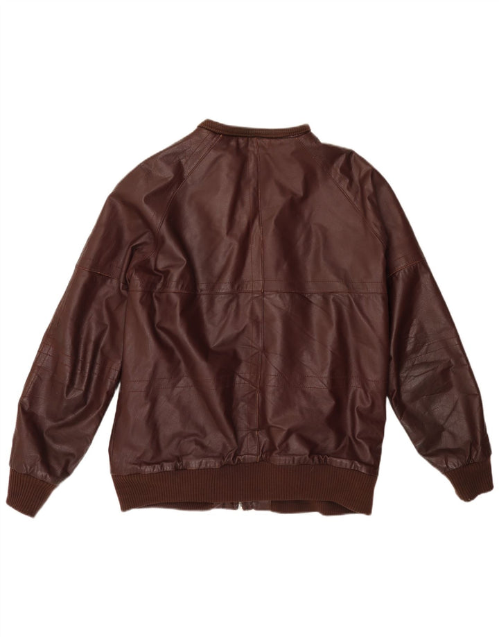 VINTAGE Chaqueta de cuero para hombre Reino Unido 38 Borgoña mediana