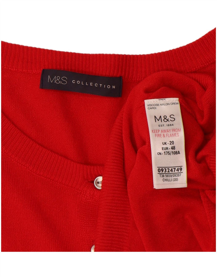 MARKS & SPENCER Suéter tipo cárdigan para mujer UK 20 2XL Viscosa roja