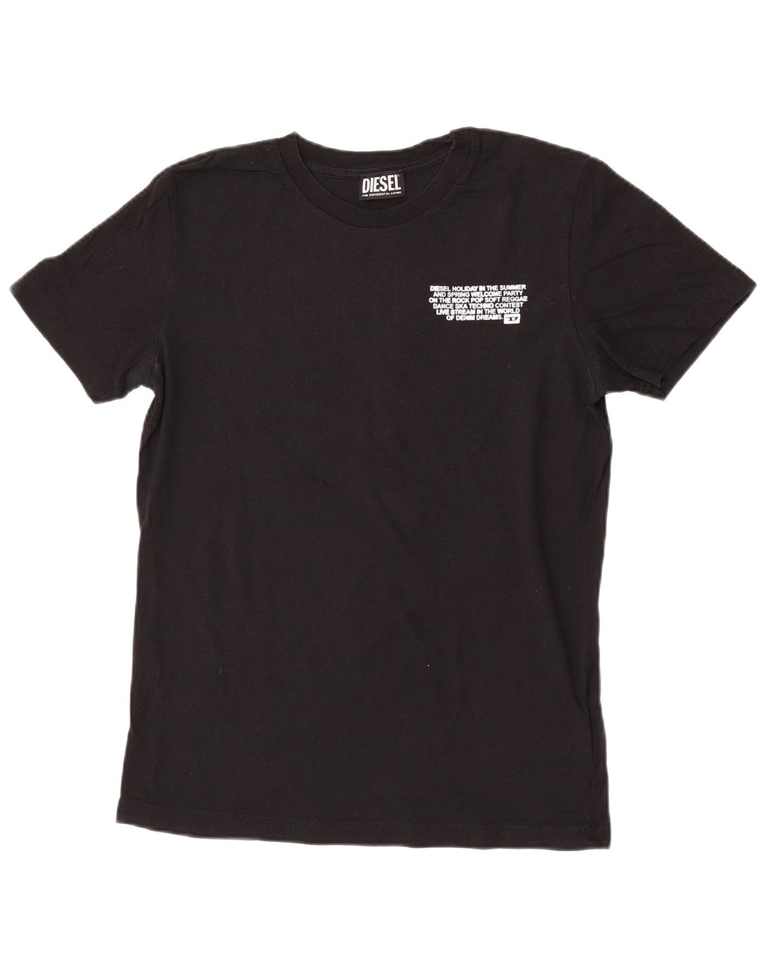 Diesel Hombre Camiseta Gráfica Top Pequeño Algodón Negro