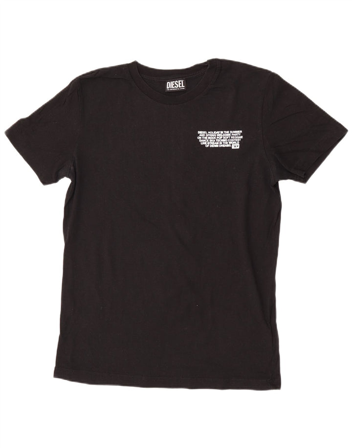 Diesel Hombre Camiseta Gráfica Top Pequeño Algodón Negro