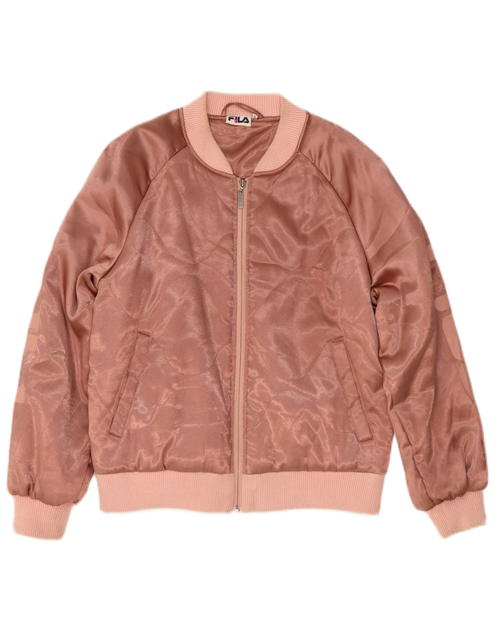Fila Chaqueta bomber extragrande gráfica para mujer UK 10 Small Pink Poliéster