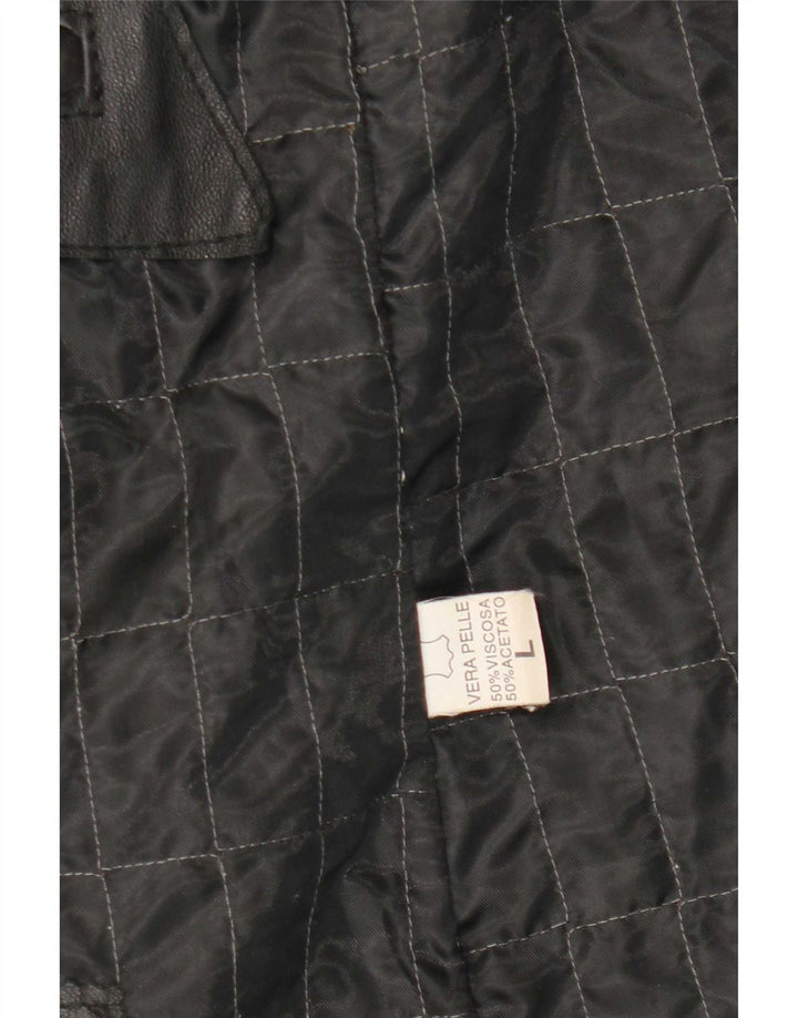 Vintage hombres chaqueta de cuero de gran tamaño Reino Unido 40 cuero negro grande