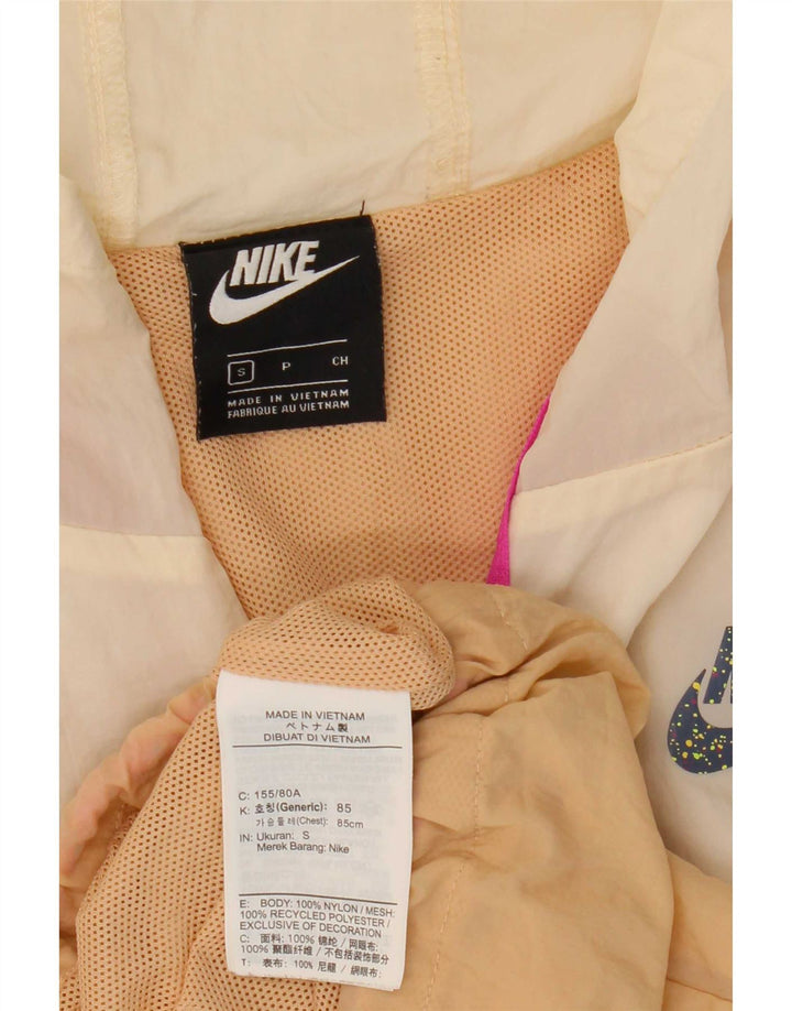 Chaqueta impermeable extragrande con capucha para mujer Nike UK 10 Small Beige Colorblock