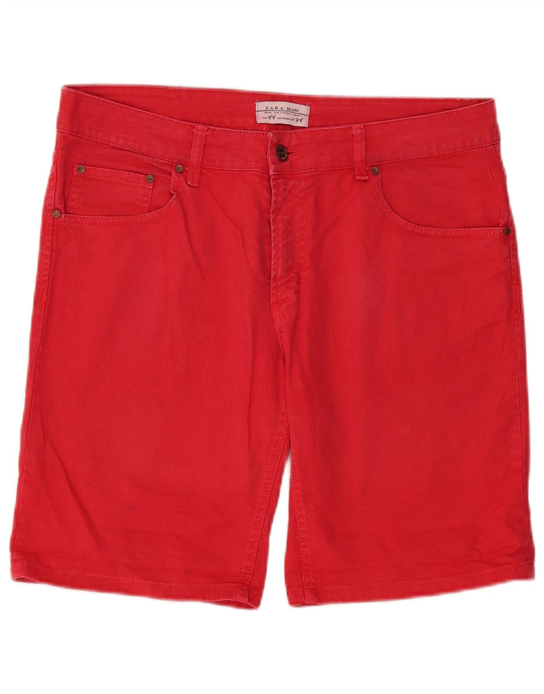 ZARA Pantalones cortos de mezclilla para hombre EU 44 Large W34 Rojo