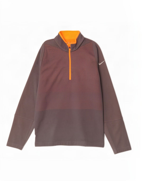 Nike Mens Therma-Fit Zip Neck Sweatshirt Jumper Medium Grey Flecked
