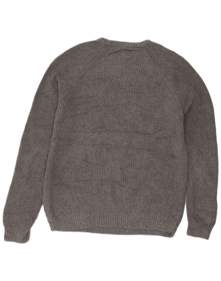 Zara Hombre Jersey Cuello Barco Jersey Algodón Gris Medio