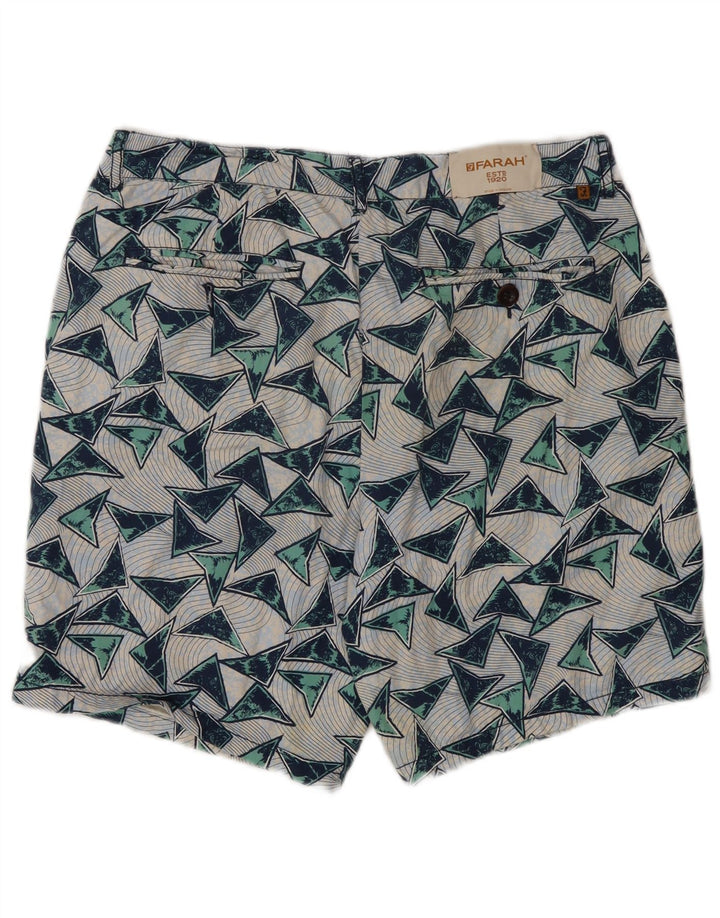 Farah Mens Chino Shorts W32 Algodón Geométrico Multicolor Medio
