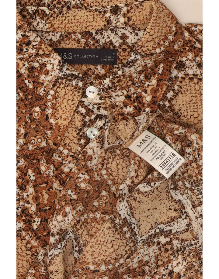 Marks & Spencer Blusa para mujer UK 8 Small Marrón Estampado animal Poliéster