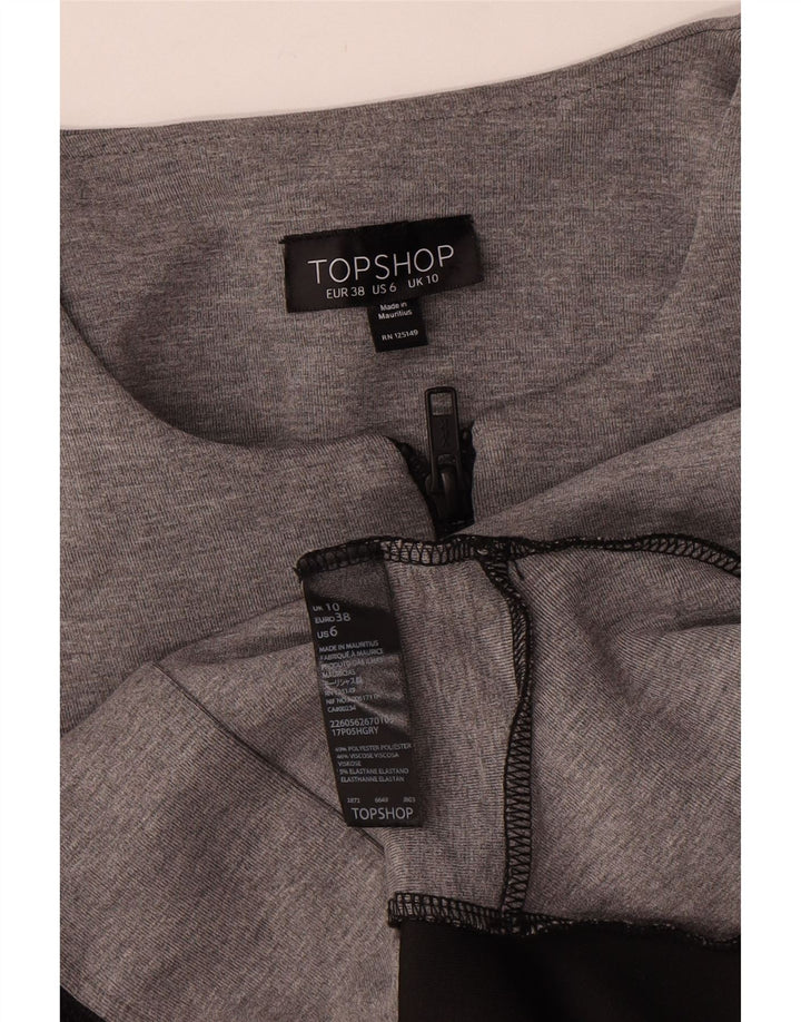 Topshop Chaqueta tipo blazer con cremallera completa para mujer UK 40 Small Gris Colorblock