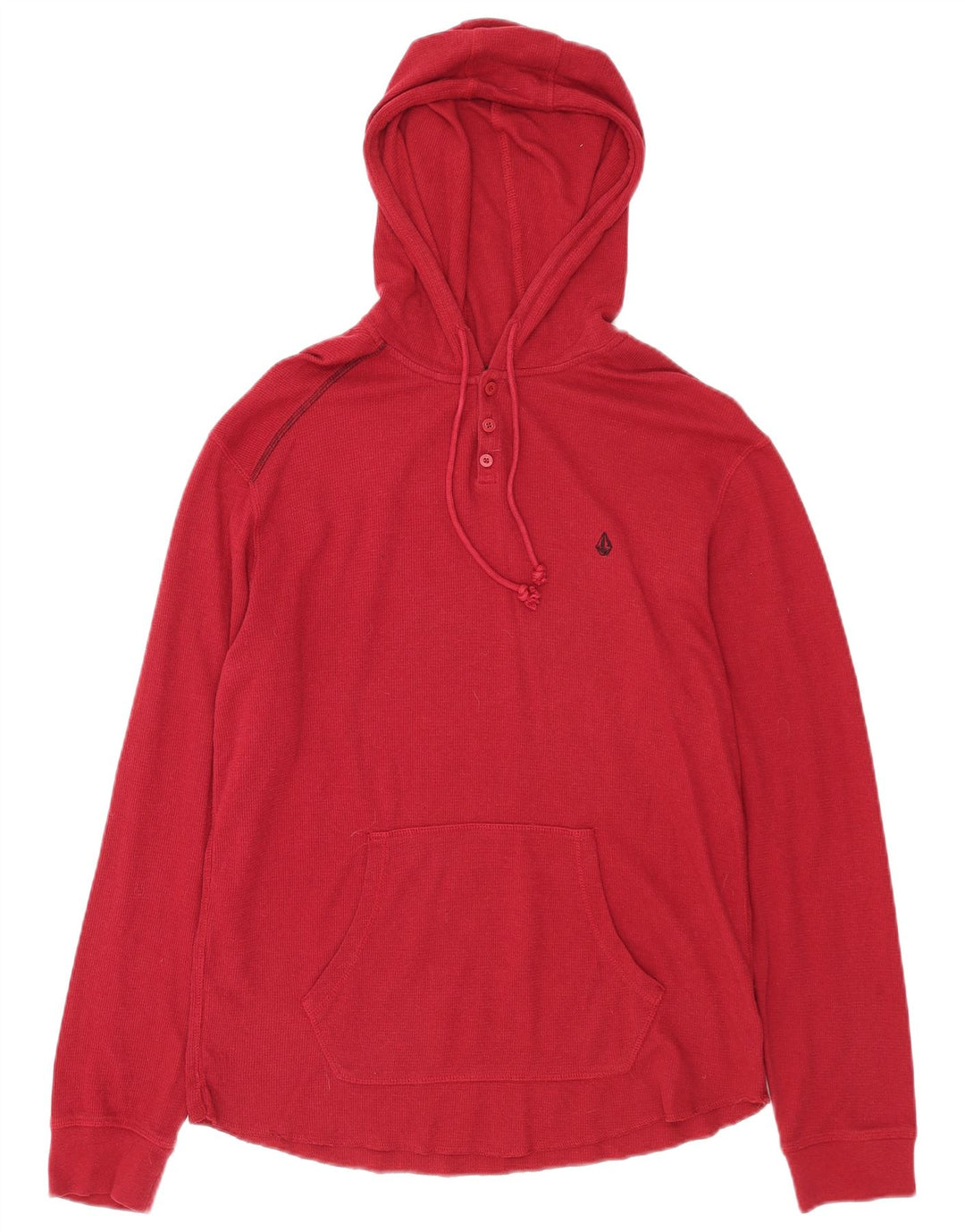 Volcom Jersey con capucha y cuello con botones para hombre, talla grande, algodón rojo