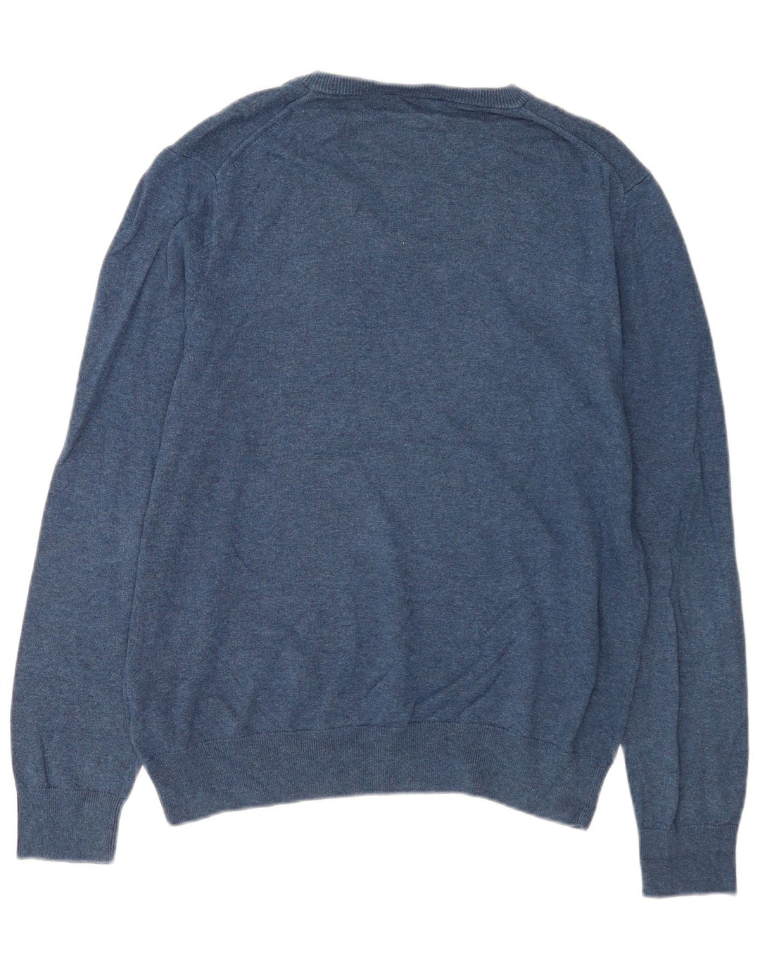 Marks & Spencer Jersey con cuello en V para hombre, talla grande, algodón azul